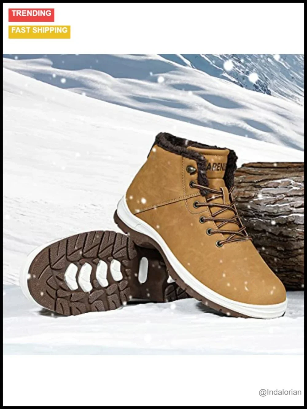 Men's Water Resistant Faux Fur Lined Snow Boots Anti Slip Lightweight Work